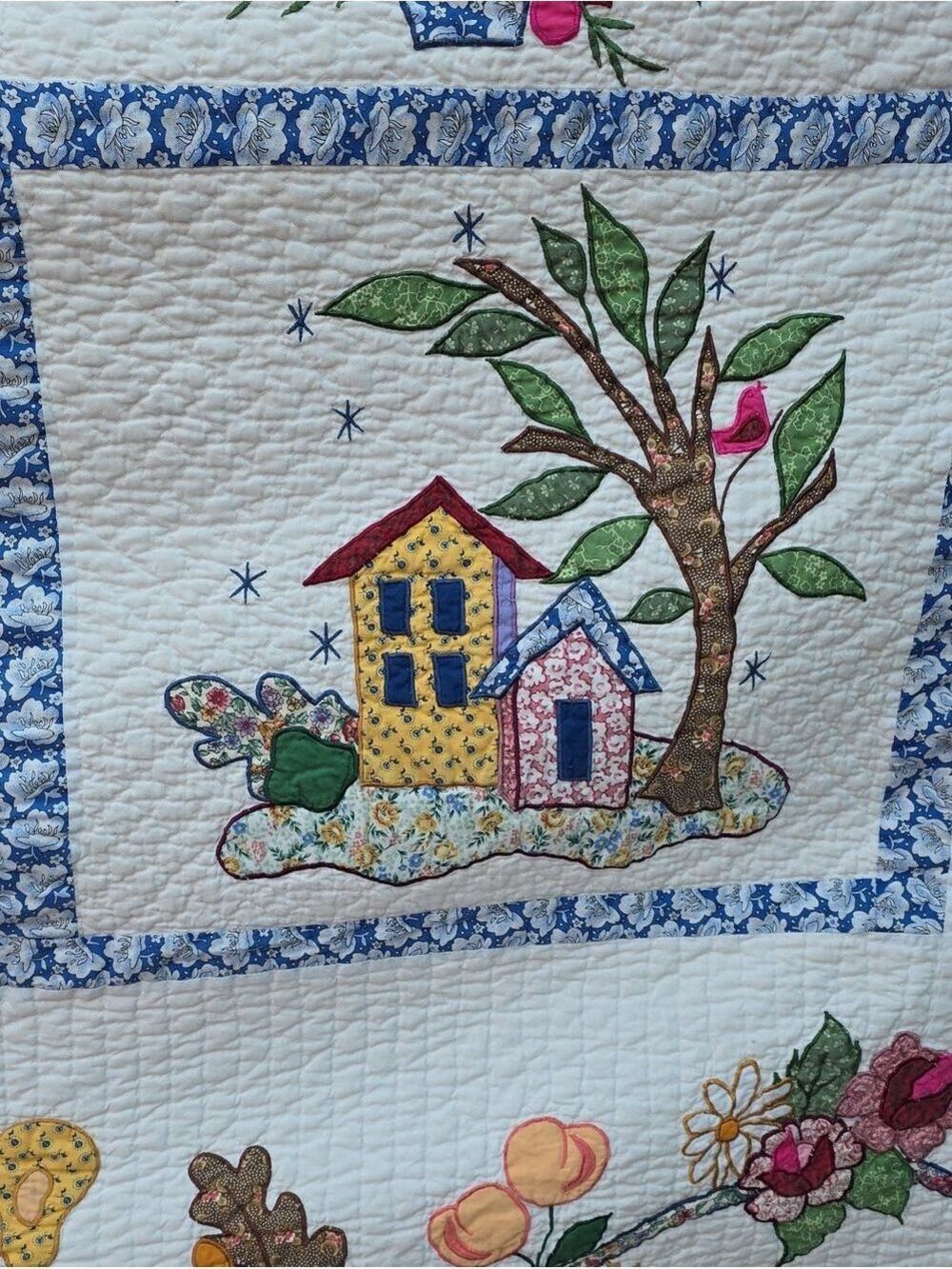 Vtg Legacy Home Limited Edition Quilt Queen Avignon Folk Art Cottage 100" X 90" - Picture 11 of 16